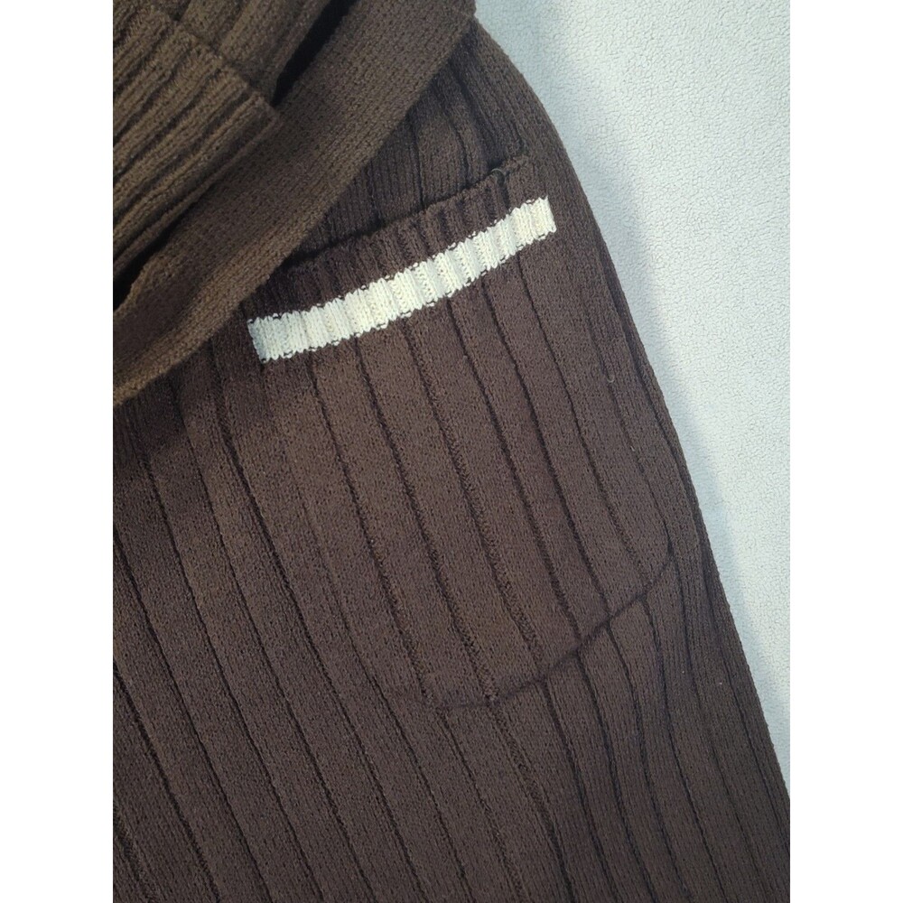 Vintage 1970s Knit Duster Skirt Cardigan Sweater Belted Varsity Collegiate Set - Picture 3 of 16